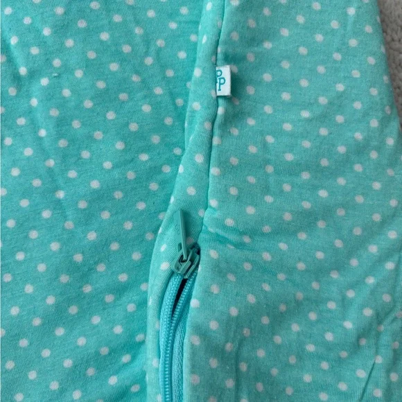 Posh Peanut Teal Polka Dot Ruffled Zippered Sleep Sack BROKEN ZIPPER - Picture 7 of 10